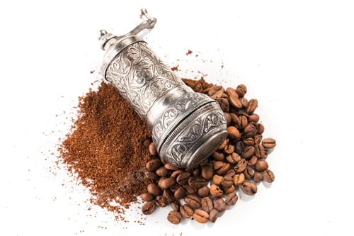 Preview: Coffee Beans and Grinder on White Background