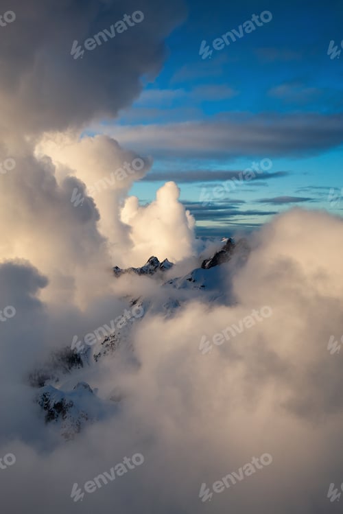Preview: Aerial view of a Canadian Landscape during a winter sunset. Nature Background