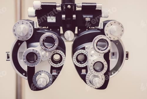 Preview: Phoropter, ophthalmic instrument used by ophthalmologist and optometrist for prescribing glasses