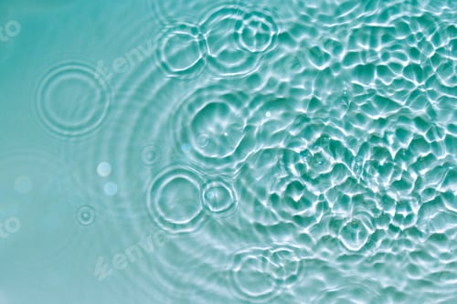 Preview: Water abstract background with blue rippled aqua texture, splash circle reflections in swimming pool