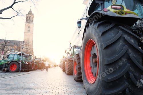 Preview: Farmers union protest strike against government Policy in Germany Europe. Tractors vehicles blocks