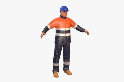 Preview: Construction Worker with Hard Hat & Safety Jacket