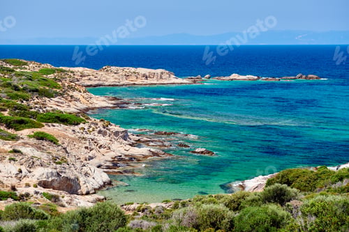 Preview: Beautiful beach and rocky coastline landscape in Greece