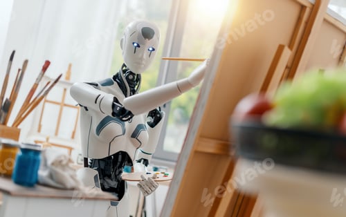 Preview: AI robot painting in the art studio