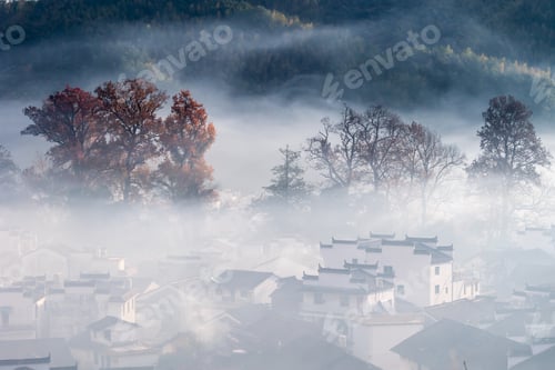 Preview: beautiful mountain village in early morning