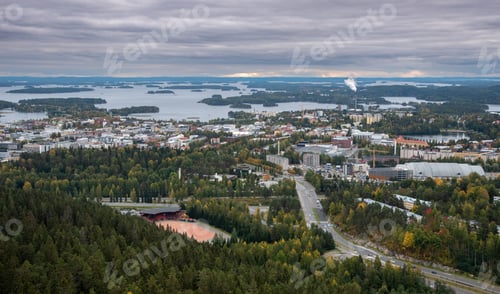 Preview: Cityscape of Kuopio from Puijo tower in Eastern finland.