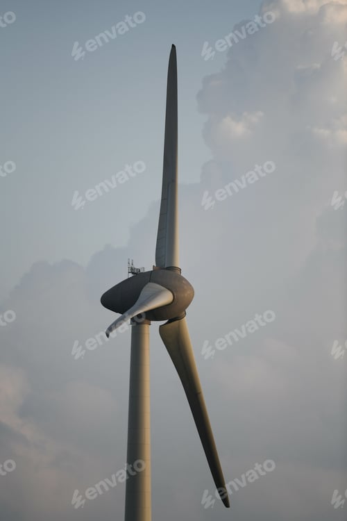 Preview: Closeup shot of the windmill against a cloudy sky