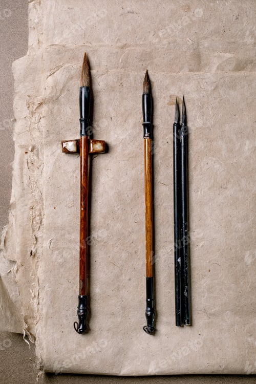 Preview: Traditional Chinese Calligraphy Brushes on Paper