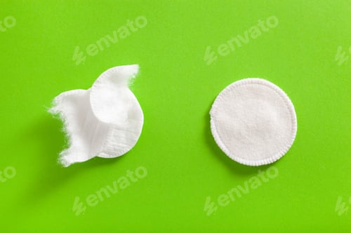 Preview: zero waste eco friendly hygiene bathroom concept. single use and reusable washable cotton pads