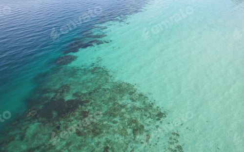Preview: Aerial view of clear sea water and coral reef in Koh Kradan Island, Andaman sea