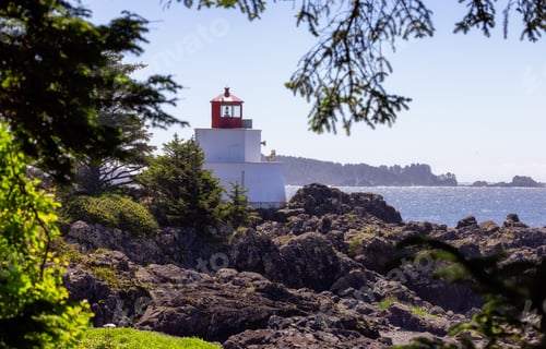 Preview: View of the Lighthouse on the Rocky Pacific Ocean Coast