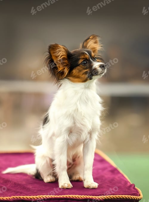 Preview: cute little papillon dog at the show