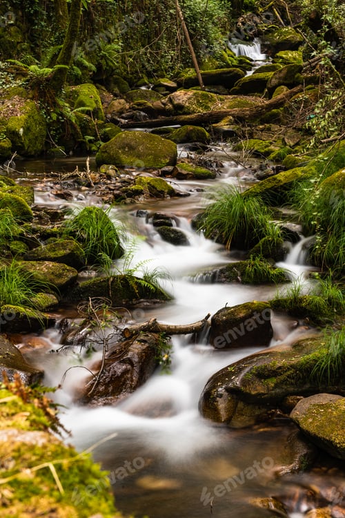 Preview: Beautiful water stream in Gresso river Portugal