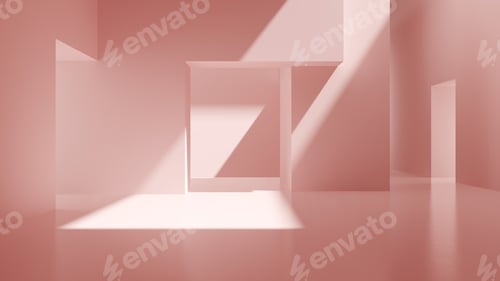 Preview: Pink Architectural Interior with Light and Shadow