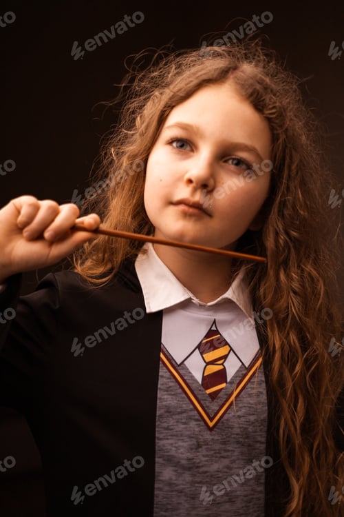 Preview: teenage girl in harry potter costume. carnival, halloween, costume party, magic, wizard