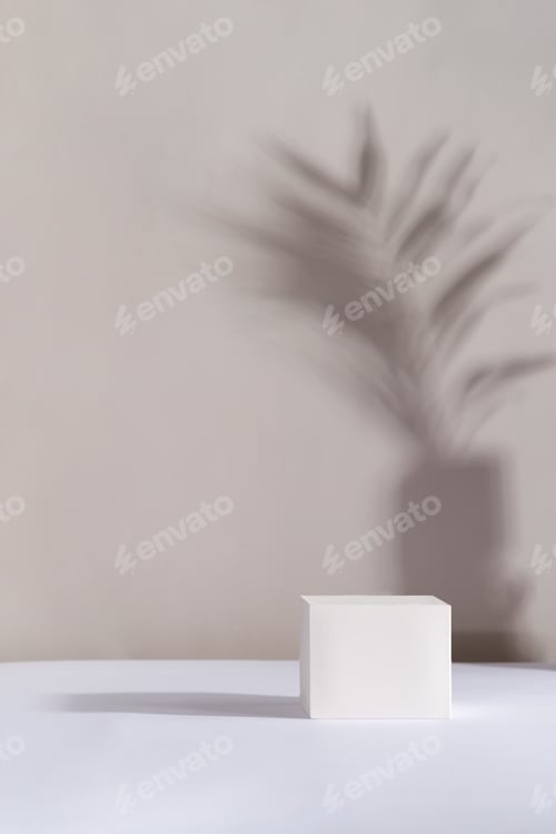 Preview: White empty stands on grey shadow background