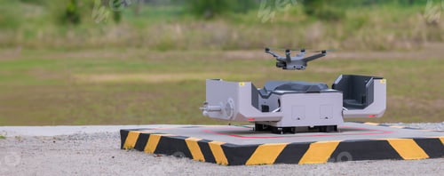 Preview: System Drone Quadcopter with digital camera and fast rotating propellers flying taking video