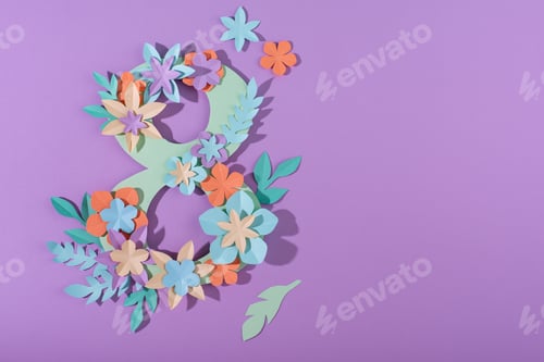 Preview: Women's Day 8 March greeting card from paper flowers