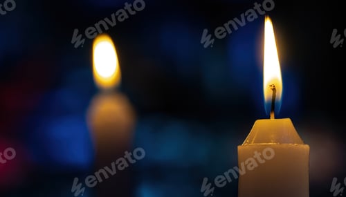 Preview: Burning candle with blue background