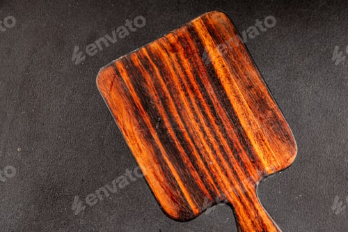 Preview: Wooden cutting board for food empty background spices and herbs fresh gourmet food