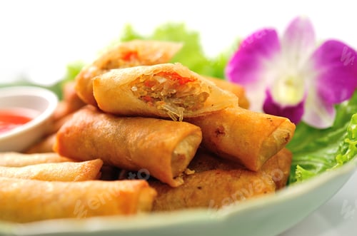Preview: Fried Chinese Traditional Spring rolls food