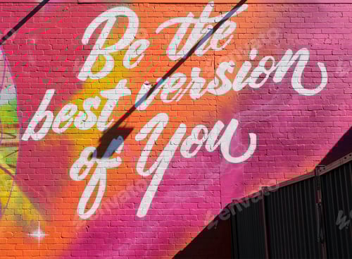 Preview: Colorful street art mural - Be The Best Version of You - Art by Drapl