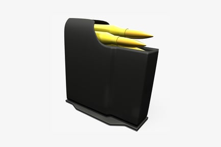Preview: Black rectangular magazine with two gold cartridges