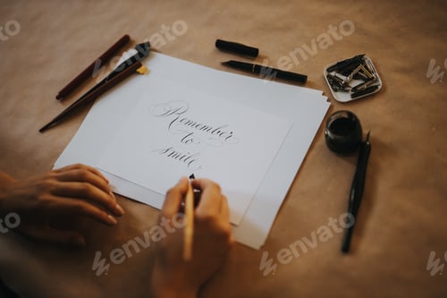 Preview: Remember to smile, calligraphy art.