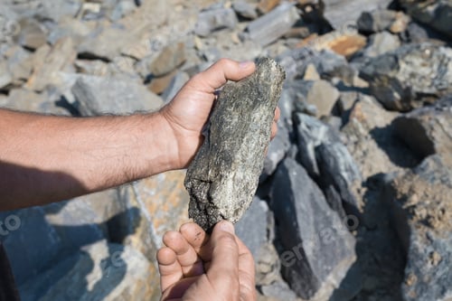 Preview: Aerial View of Graphite Deposit and Mineral Production Site Surrounded by Lush Stones
