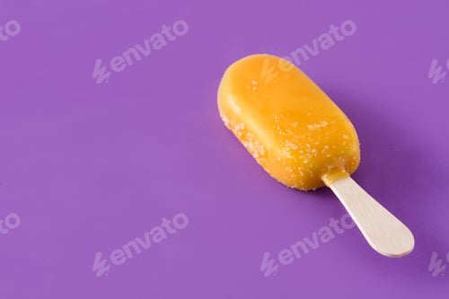 Preview: Orange popsicle on violet background