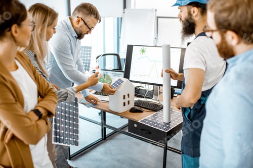 Preview: People working on alternative energy project in the office