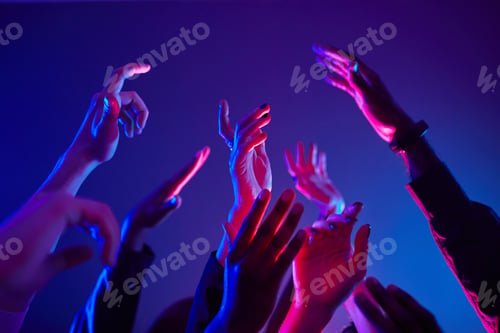 Preview: People Dancing in Neon Light Closeup