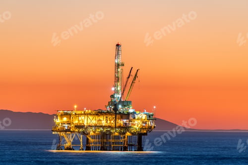 Preview: Offshore oil platform at dusk