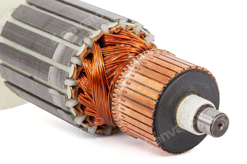 Preview: Rotor or of anchor electric motor closeup, isolated on white background
