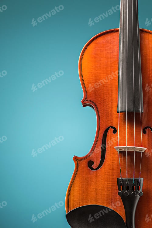 Preview: The Violin Front View On Blue