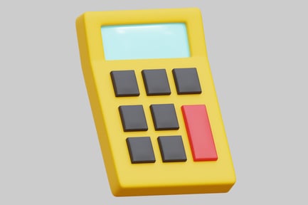 Preview: Yellow Calculator With Red Button