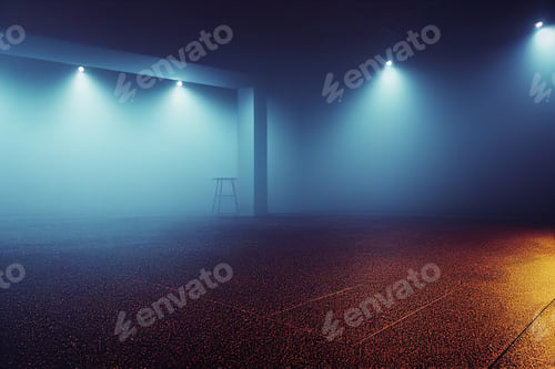 Preview: empty dark blue scene and neon spotlights for product display