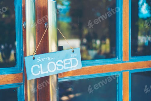 Preview: wooden plate word close in coffee cafe