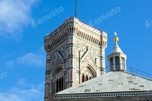 Preview: Bell tower detail of Florence Santa Maria del Fiore cathedral in Tuscany, Italy.