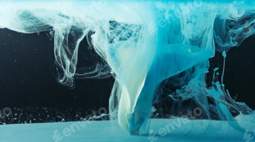 Preview: close-up view of beautiful tender calla lily flower and light blue paint on black