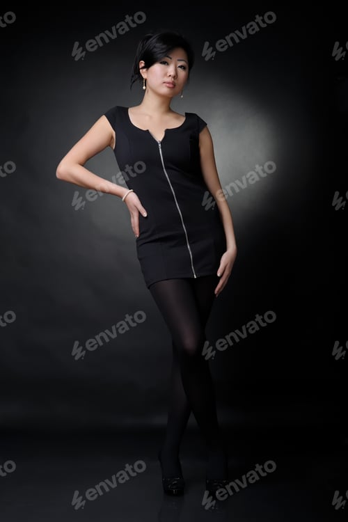 Preview: Asian Woman In Black Dress