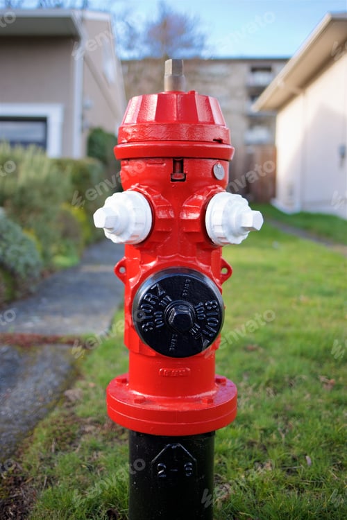 Preview: Closeup of a red fire hydrant, a vertical shot