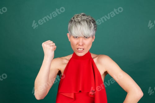 Preview: Studio portrait of european woman