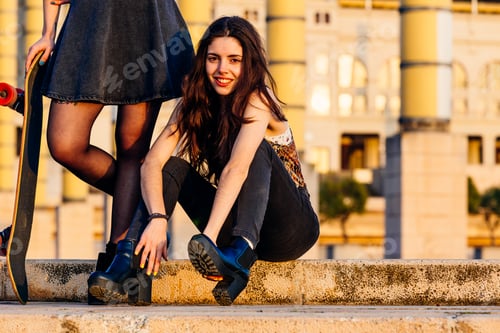 Preview: Two Young Women Enjoying Sunny Day Outdoors