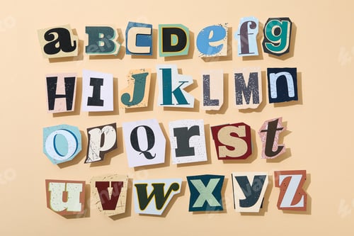Preview: Alphabet from three-dimensional letters, top view.