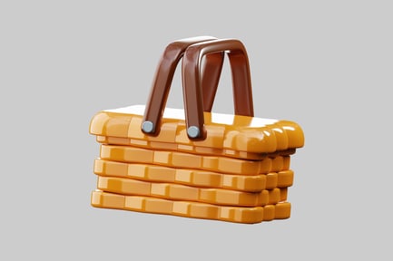 Preview: Orange picnic basket with brown handle