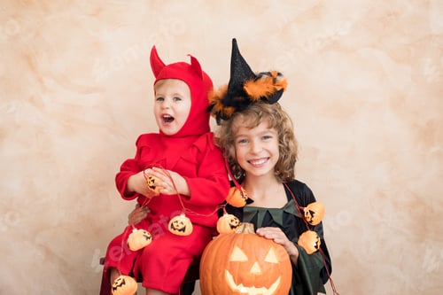 Preview: Happy children dressed Halloween costume