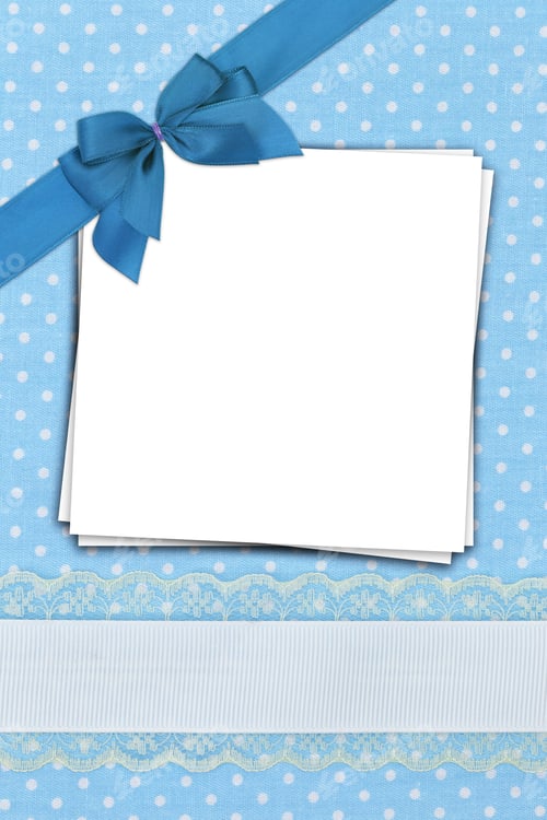 Preview: Stack of blank papers on blue polka dots background
