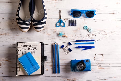 Preview: Back to school composition on white background.