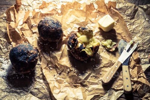 Preview: Fresh made jacket potatoes with butter and salt